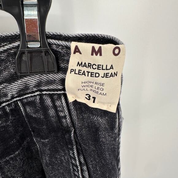 AMO NWT Marcella Pleated Wide Leg Jean in Frosty Black // 31 - Picture 8 of 16